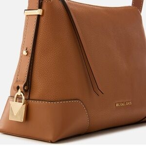 Michael Kors Brown Leather Shoulder Bag with Gold Accents